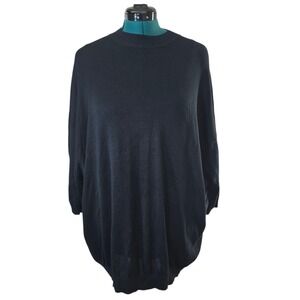 Baracuta‎ Black Sweater 2XL Silk Cotton Blend Mock Neck Knit Pullover Top